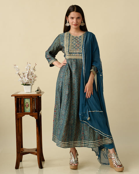 Aegean Blue Anarkali Suit