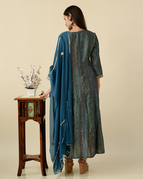 Aegean Blue Anarkali Suit