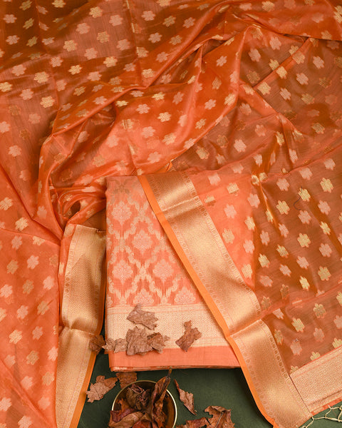 Tiger Orange Semi Stitched Suit