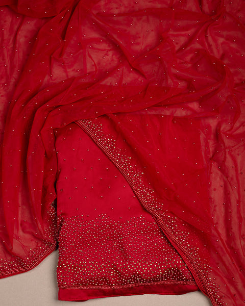 Crimson Semi Stitched Suit