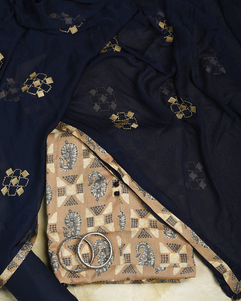Tan Brown Semi Stitched Suit