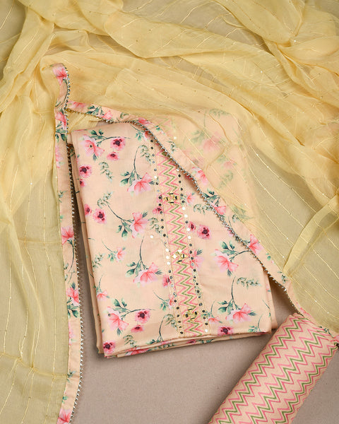 Pink Semi Stitched Suit