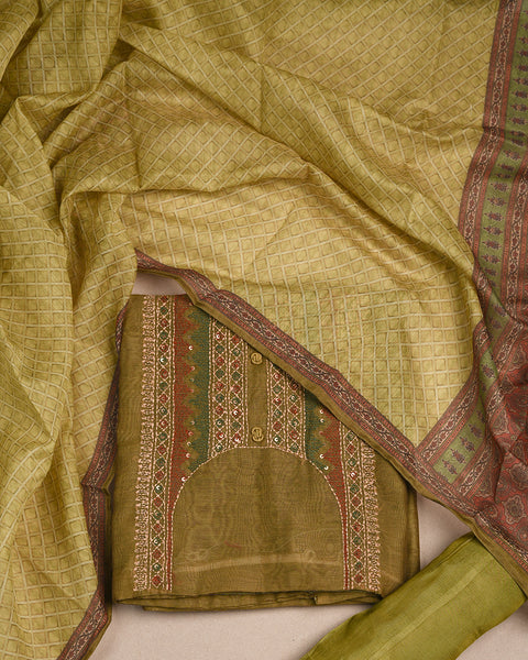 Brown Semi Stitched Suit