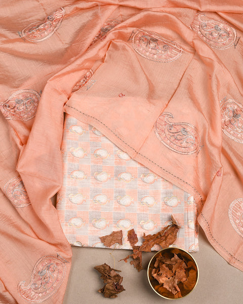 Peach Semi Stitched Suit