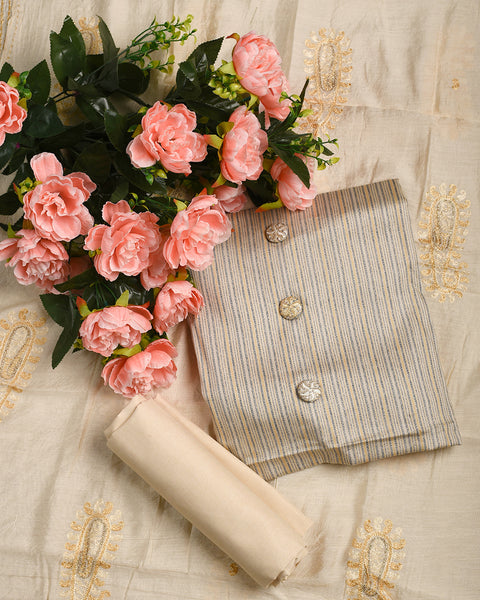 Peach Pink Semi Stitched Suit