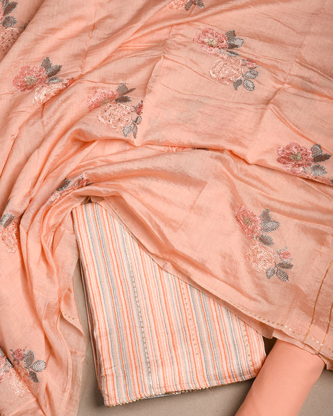 Peach Semi Stitched Suit