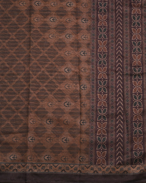 Chocolate Brown Semi Stitched Suit