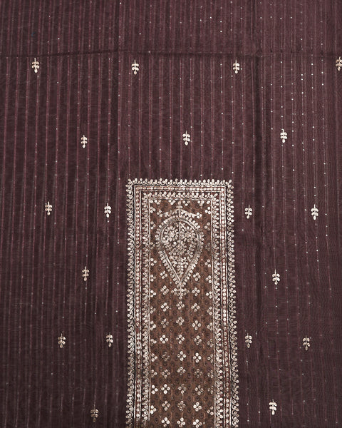 Chocolate Brown Semi Stitched Suit