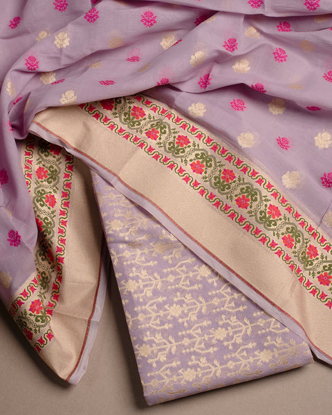 Mauve Lavender Semi Stitched Suit