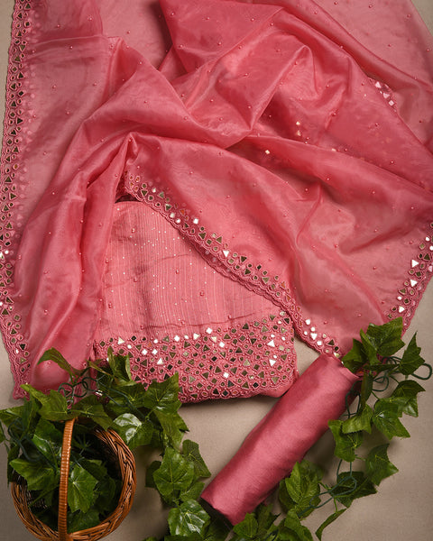 Punch Pink Semi Stitched Suit