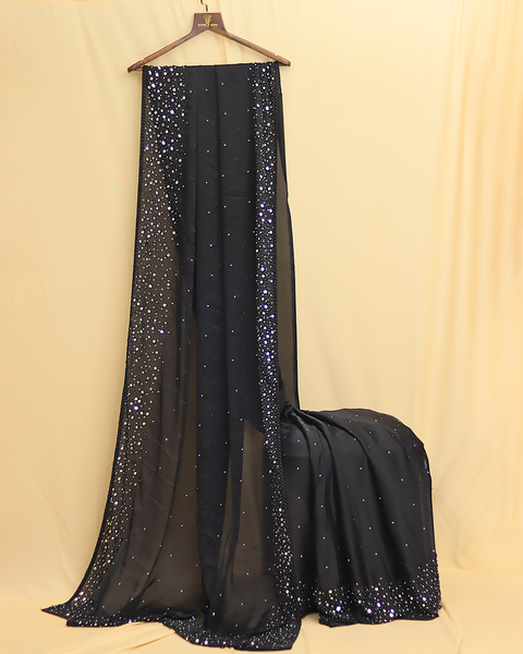 Crepe Black Designer Saree for Parties