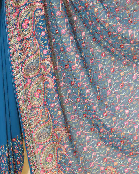 Regal Midnight Blue Embroidered Designer Saree