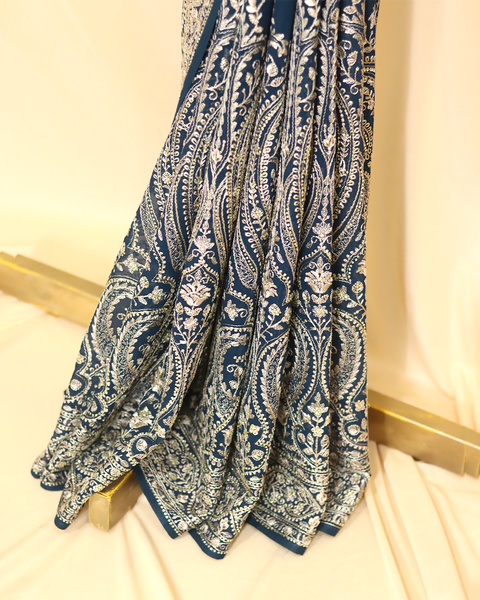 Navy Blue Designer Saree – A Regal Blend of Elegance &amp; Opulence