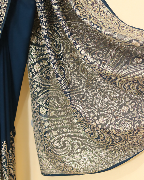 Navy Blue Designer Saree – A Regal Blend of Elegance &amp; Opulence