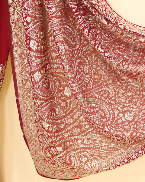 Maroon & Silver Designer Saree