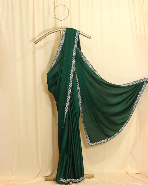 Emerald Green Designer Saree – Timeless Elegance