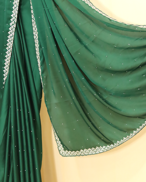 Emerald Green Designer Saree – Timeless Elegance
