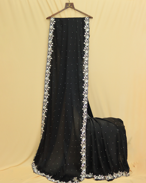 Elegance Redefined: Embroidery Black Saree