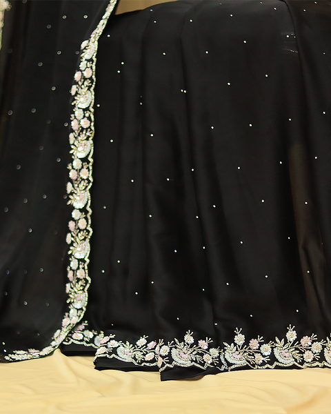 Elegance Redefined: Embroidery Black Saree