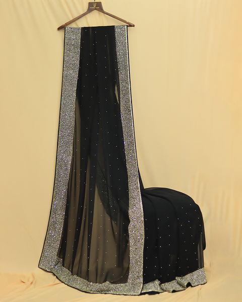 Black Embroidered designer Saree with Glittering Embellishments