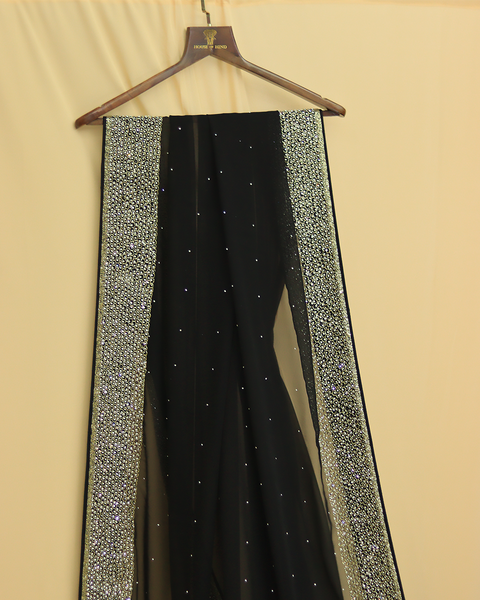 Black Embroidered designer Saree with Glittering Embellishments