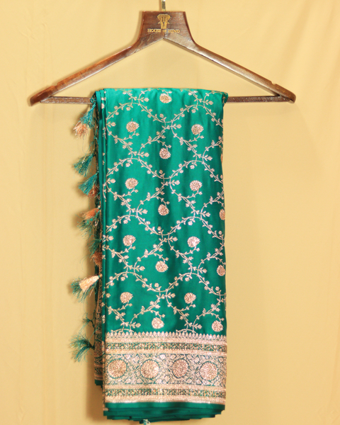 Emerald Green Banarasi Silk Saree
