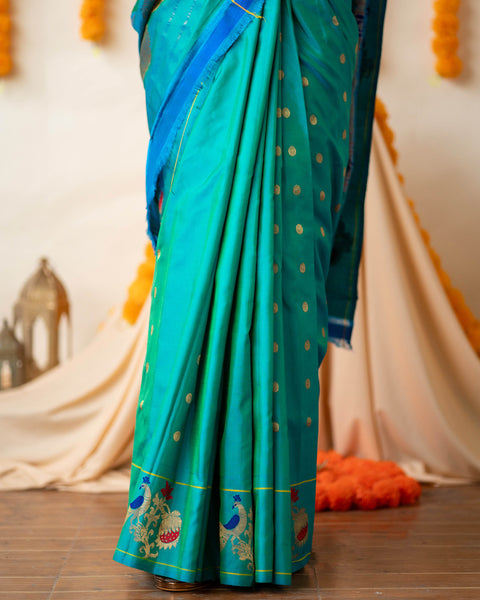 Blue Paithani Saree with Designer Border