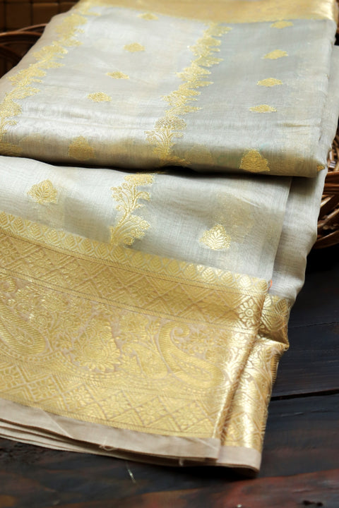 Light Coffee Brown Kosa Silk Saree