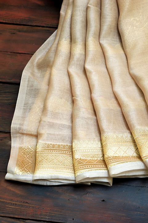 Light Coffee Brown Kosa Silk Saree