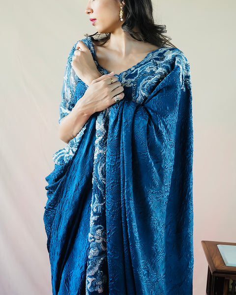 Midnight Blue Designer Saree – A Timeless Statement of Elegance