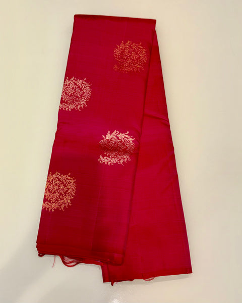 Red Pure Silk Kanjivaram Saree with Golden Zari Work