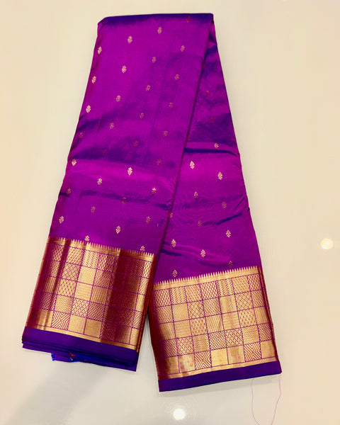 Purple Pure Silk Kanjivaram Saree with Golden Zari Work