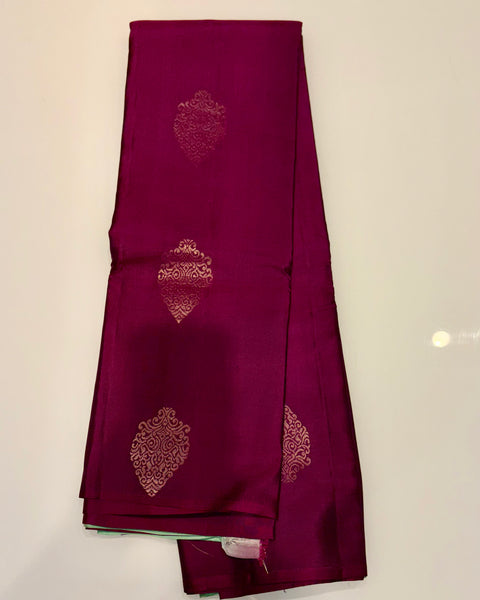 Maroon Pure Silk Kanjivaram Saree with Golden Zari Work
