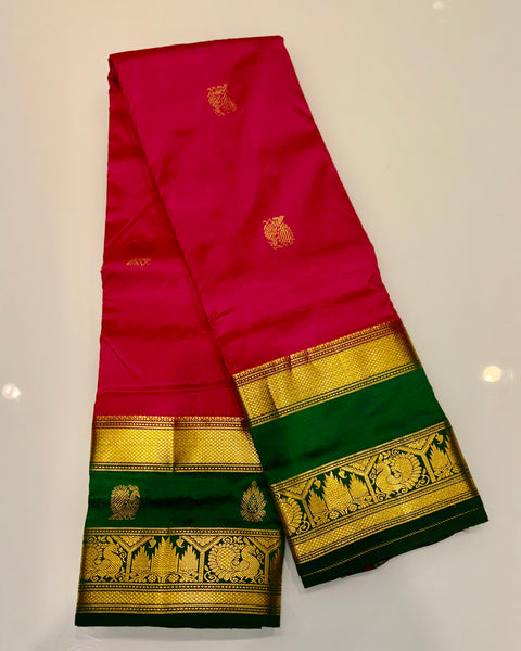 Red Pure Silk Kanjivaram Saree with Golden Zari Work
