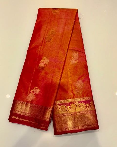 Red Pure Silk Kanjivaram Saree with Golden Zari Work