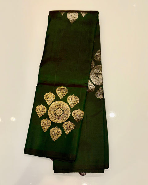 Green Pure Silk Kanjivaram Saree with Golden Zari Work