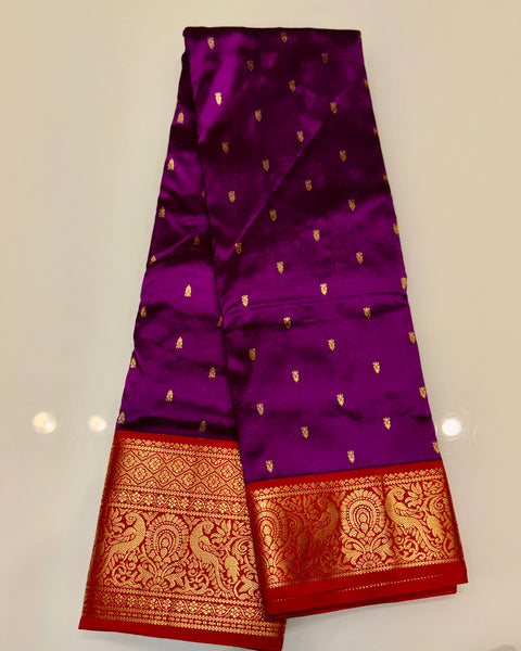 Purple Pure Silk Kanjivaram Saree with Golden Zari Work