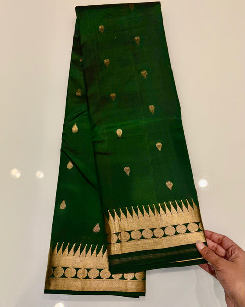 Green Pure Silk Kanjivaram Saree with Golden Zari Work