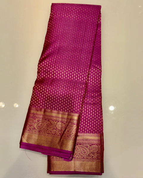 Purple Pure Silk Kanjivaram Saree with Golden Zari Work