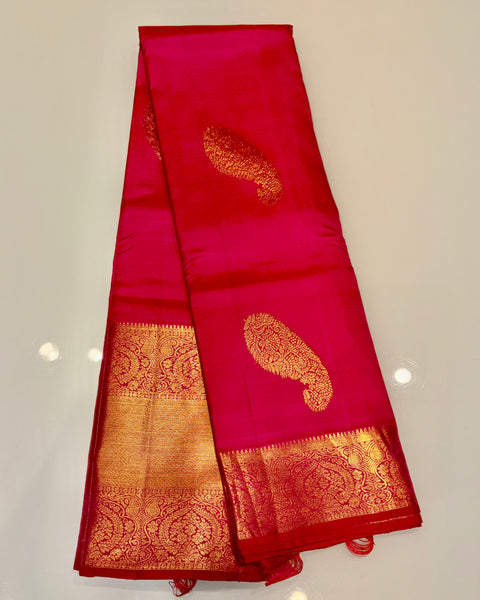 Red Pure Silk Kanjivaram Saree with Golden Zari Work