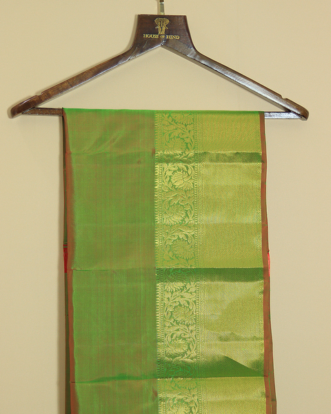 Olive Green Radiance with Antique Gold Border Kanjivaram Pure Silk Saree