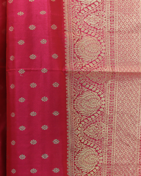 Regal Rani Pink with Ornate Silver Zari Kanjivaram Pure Silk Saree