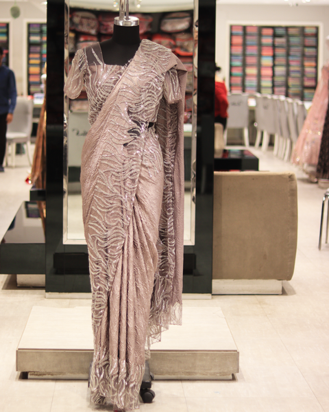 Mauve Sequib Saree With Embroidery