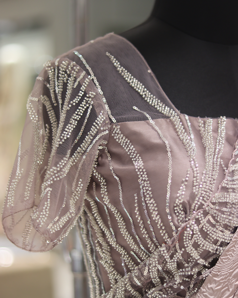 Buy Mauve Sequin Saree With Embroidery