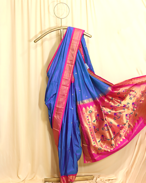 Royal Blue Pure Silk Paithani Saree with Rani Chatai Border