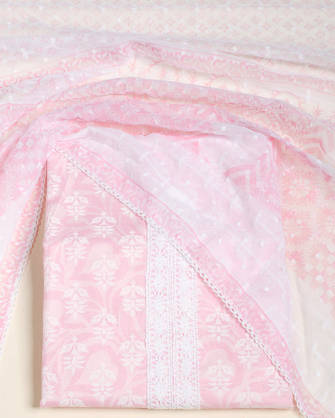 Pink Semi Stitched Suit