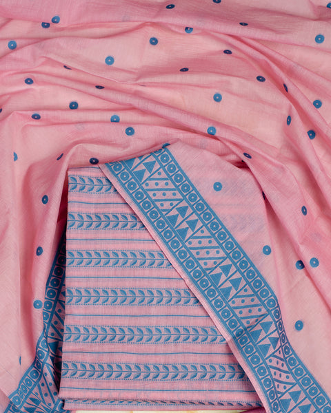 Pastel Pink Semi Stitched Suit