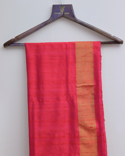 Deep Pink Patola Silk Saree with Gold Zari Border