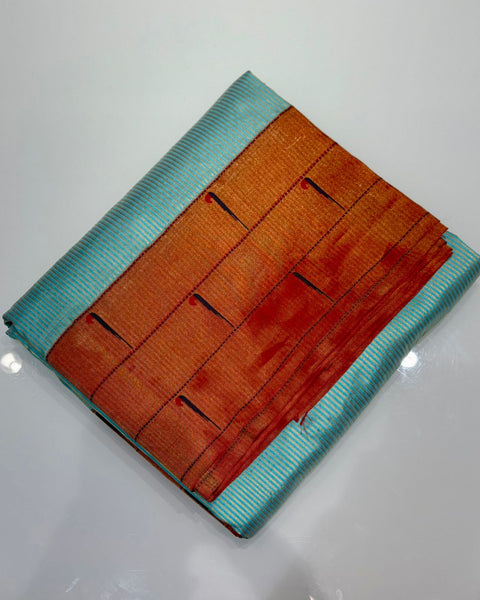 Powder Blue Triple Muniya Tissue Zari Stripes Paithani Saree