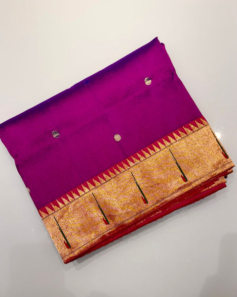 Purple Pure Silk Heirloom Paithani with Single Muniya Border